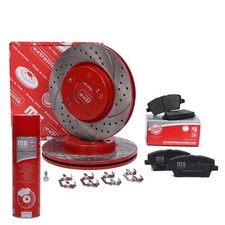 Bremsscheiben + Bremsbeläge vorne + Bremsenreiniger für HONDA CIVIC VIII