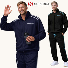 Tuta uomo full zip primaverile SUPERGA cotone leggero con cerniera manica lunga