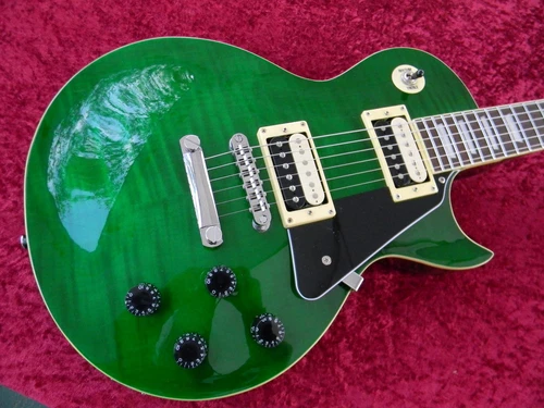 IYV Flame Top Set Neck Les Paul,Epi Slash AFD Pickups,Capacitors Upgraded, Nice