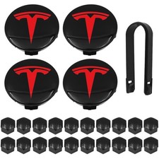Radnabenkappen Set für Tesla Modell 3 Y S X, 25 Stück, Aluminium, Schwarz