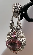 Sarda Pink Cashmere Mystic Quartz and Bali Sunrise Mystic Topaz Sterling Pendant