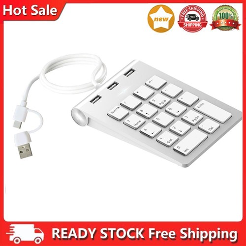 USB- und Typ-C-Zifferntastatur mit Kabel, 3 USB 2.0-Ports, Hub, 18 Tasten, digit