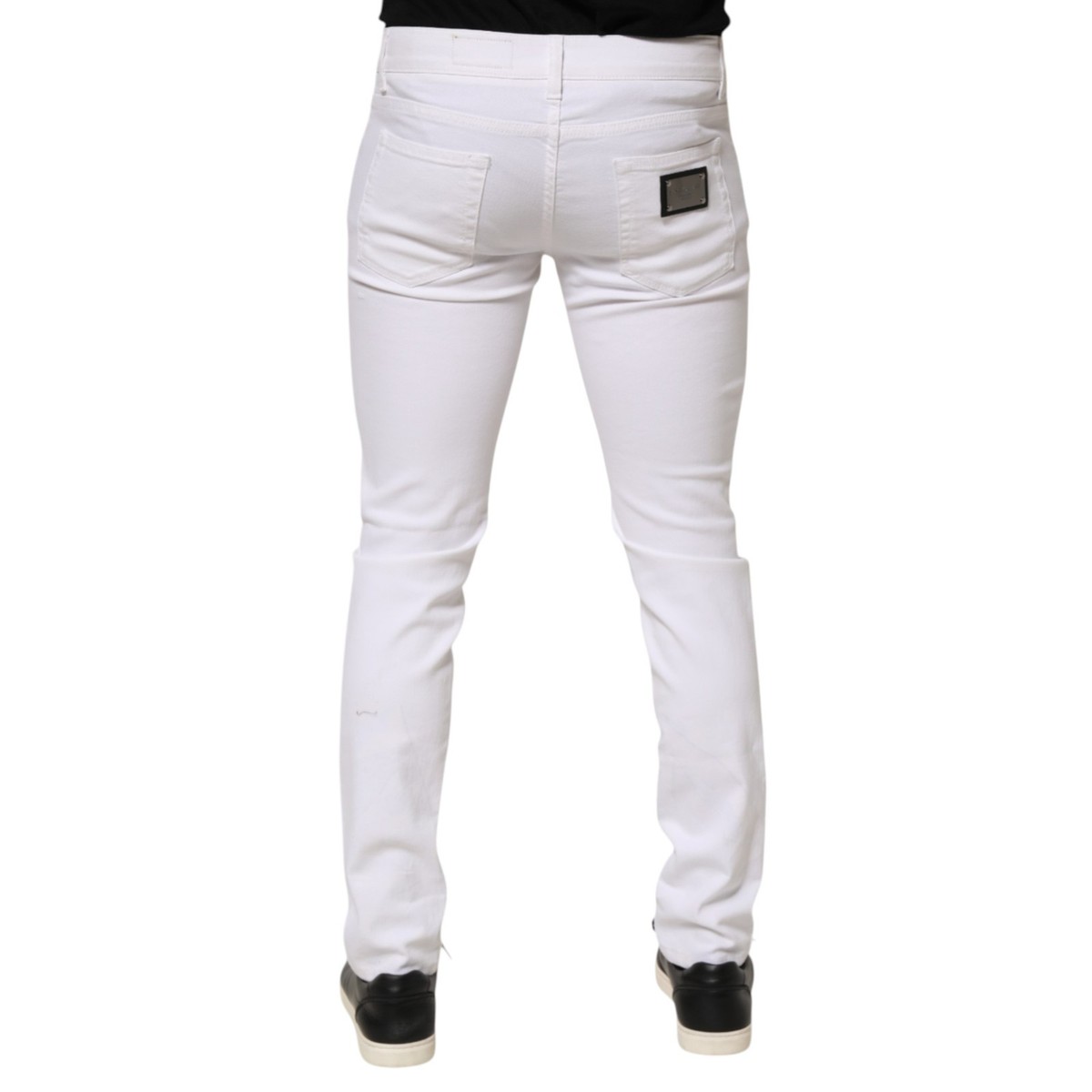 DOLCE & GABBANA Jeans White Ripped Cotton Skinny Men Denim IT48