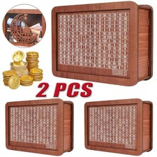 2PCS 10,000 Wooden Money Bank with Counter   Piggy Bank Saving Challenge Box