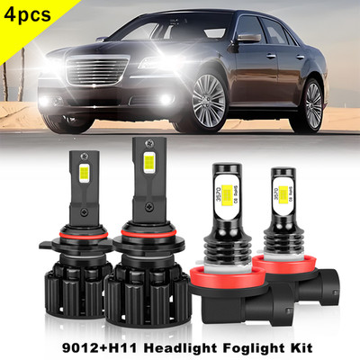 For 2011-2015 Chrysler 300 Led Headlight Hi/Lo+Fog light Combo Bulbs 4pcs White