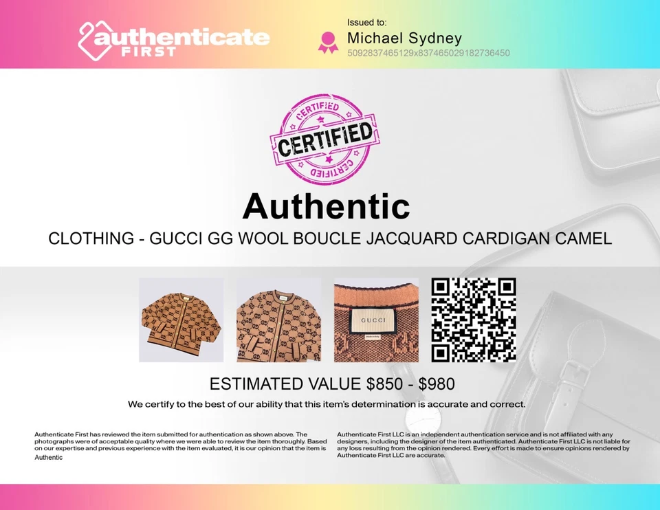 Suéter cardigã Gucci GG monograma lã encaracolado jacquard marrom tamanho G - Imagem 2 de 4