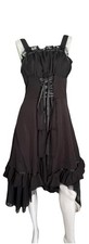 Gothic Corset Victorian Layered dress Sz M Black Assymetrical