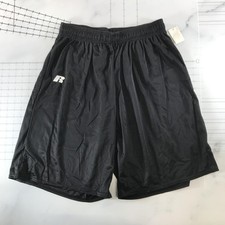 Vintage Russell Athletic Shorts Mens XL Black Mesh Elastic Drawstring Pockets