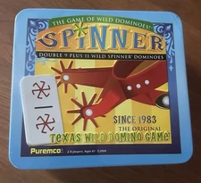 Spinner: The Game of Wild Dominoes Double 9  11 Wild Spinner Domino Tiles Tin