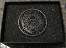 Lamb Crafted Leather Stitched Cookies 'N Creme (Oreo) Ball Marker NEW IN BOX 