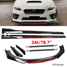 For Subaru Legacy U Glossy Black Look Red Front Lip Chin Bumper Side Skirt