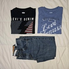 Boy's Levi Straus  Co Lot 2 Shirts 1 Pants 505 Sz 6 Regular 5-6 Years Old