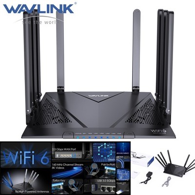 WAVLINK AX6000 WiFi 6 Router High Speed Gigabit Router 2.5G Ethernet OpenVPN