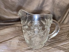 Vintage Anchor Hocking Prescut Star of David 8 Oz Creamer Pitcher Clear Glass