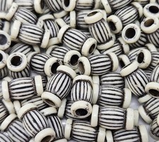 100 pcs White Corrugated Grooved Plastic Craft Jewelry Beads 13mm Column
