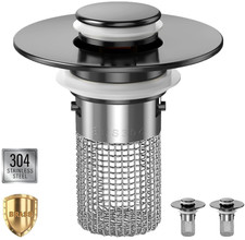 2 Tapones Desag e Lavabo Pop-Up Filtro Cabello Acero, Nuevo