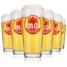 6x Mahn & Ohlerich Bier Glas Gl&auml;ser 0,3l Willi-Becher Logo in Orange Sahm