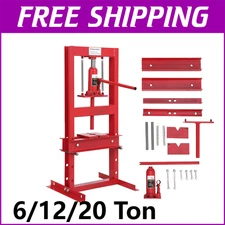 6 12 20 Ton Hydraulic Shop Press  with Press Plates H-Frame Benchtop Press Stand