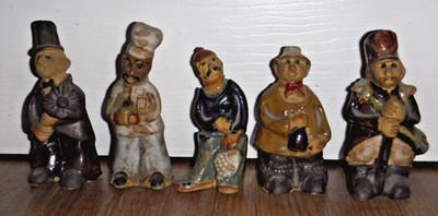Tremar Keramik Cornwall Set 5 Figuren Bauer Soldat Metzger Schornsteinfeger