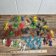 Vintage Plastic Cowboys Indians Animal More Action Figures Lot of 50