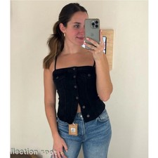 REFORMATION Coco Denim Bustier Top in Vana Black Size 8