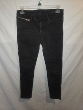 AllSaints Womens 27 Black Biker Cropped Jean Moto Zip Skinny Stretch Denim