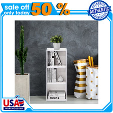Furinno 11003WH 3 Tier Open Shelf Bookcase White 12in Wide