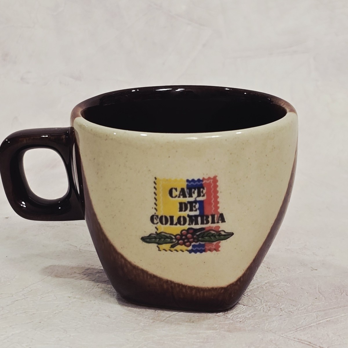 Set of 5 Café de Colombia Espresso Cups Tapered Geometric Ceramic