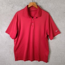 Nike Golf Shirt Mens XL Red Dri Fit Short Sleeve Polo Athletic Polyester