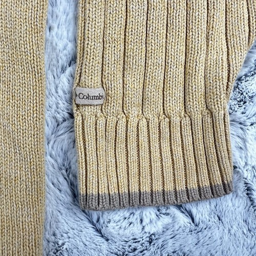 Columbia Fisherman Ribbed Knit Crewneck Sweater Logo Mens XL Outdoors Yellow - Picture 7 of 16