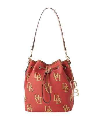 DOONEY BOURKE MONOGRAM DRAWSTRING SHOULDER BAG RED