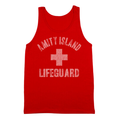 Amity Island Lifeguard Funny  Jaws  Shark  Week  Humor  Movie  80S Red Tank Top