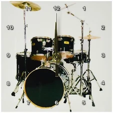 3drose Drums Desk Clock, 6 by 6-Inch 6x6 Desk Clock