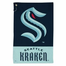 SEATTLE KRAKEN ALL PURPOSE GOLF TAILGATE TOWEL 16"X25" HOOK AND GROMMET 
