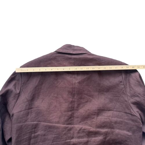 JM Woman Collection Womens Size 18W Brown 100% Linen Thread Detail Blazer Jacket - Picture 7 of 21