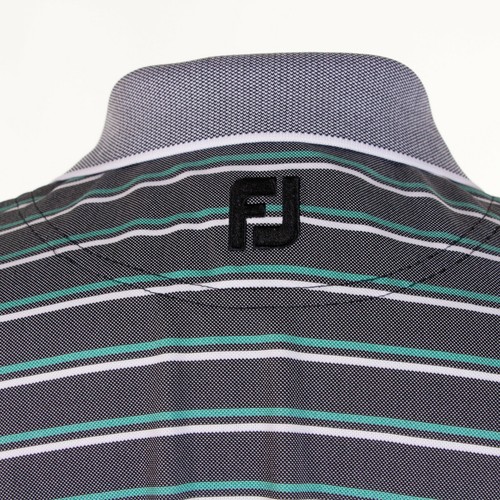 Footjoy Prodry Mens L Gray Stripe Polyester Golf Polo Short SS - Picture 7 of 9