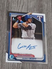 QUINCY SCOTT 2024 BOWMAN CHROME AUTOGRAPHED ROOKIE CARD. RANGERS.