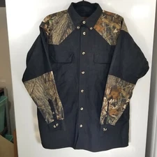 WHITETAIL ORIGINAL DEER GEAR LEGENDARY Shirt Sz L BLACK W/CAMO