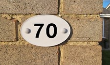 HOUSE NUMBER  PLAQUE DOOR GATE - GREY WITH ANY BLACK NUMBERS - MAXIMUM 3 NUMBERS