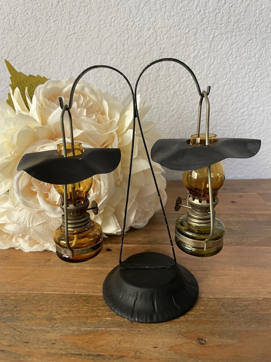 Rare 18th century Mini Oil Lamp Double Shade. Collectible Item