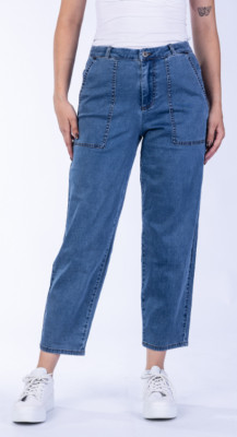 BLUE MONKEY JEANS B- WARE  BLAUTÖNE  SLIM BOOTCUT LOOSE FIT WIDE LEG KNOPFLEISTE