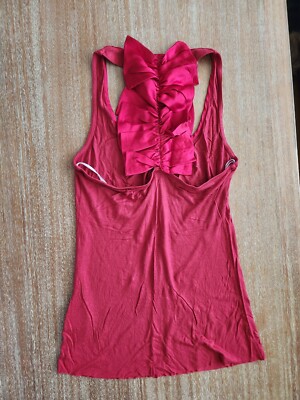 Matty M Silk Bow Racerback Tank Top Red Back XS Women's X-Small