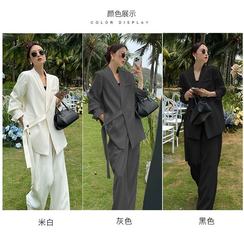Women Formal Suit Set New Casual Autumn Suit Jacket Wide Leg Pants Two-piece Set - 第 13/27 張圖片