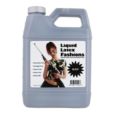 Black 32 Fl Oz - Liquid Latex Face and Body Paint for Cosplay and SFX!
