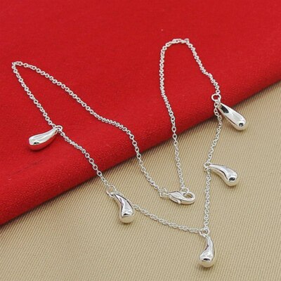 [STONE HENgE] 韓国☆925Silver☆Silver Water Drop Necklace Silver Teardrop Necklace // Small Tear Drop Pendant on a