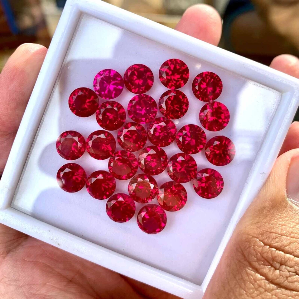 50 Pcs Natural Mozambique Blood Red Ruby Round Cut Loose Gemstone GIT Certified - Image 4 of 4