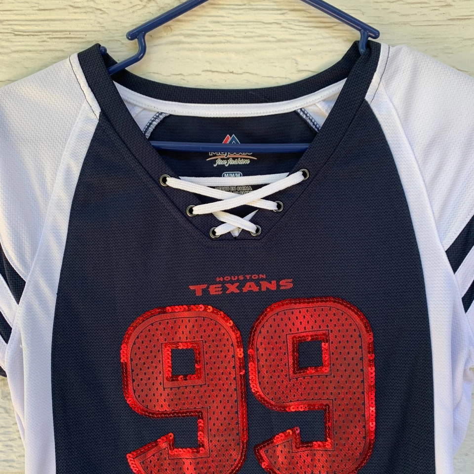 Houston Texans JJ Watt Mujer Majestuosa Fan Moda Jersey BAW Pequeño Mediano Lote2 Foto 3 de 4