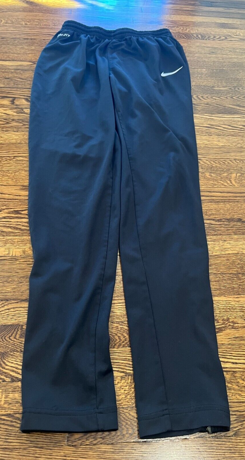 Nike Pants Men S Black Dri-Fit Tapered Ankle Zip Tie Embroidered Logo Joggers