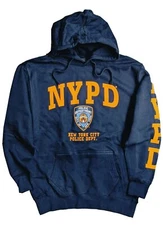 NYPD Men's Hoodie Sweatshirt Officially Licensed (Front & Sleeve Print, Navy...