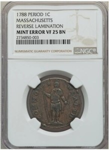 1788 Massachusetts Cent Error NGC VF25 & 1781 North American Token SEGS